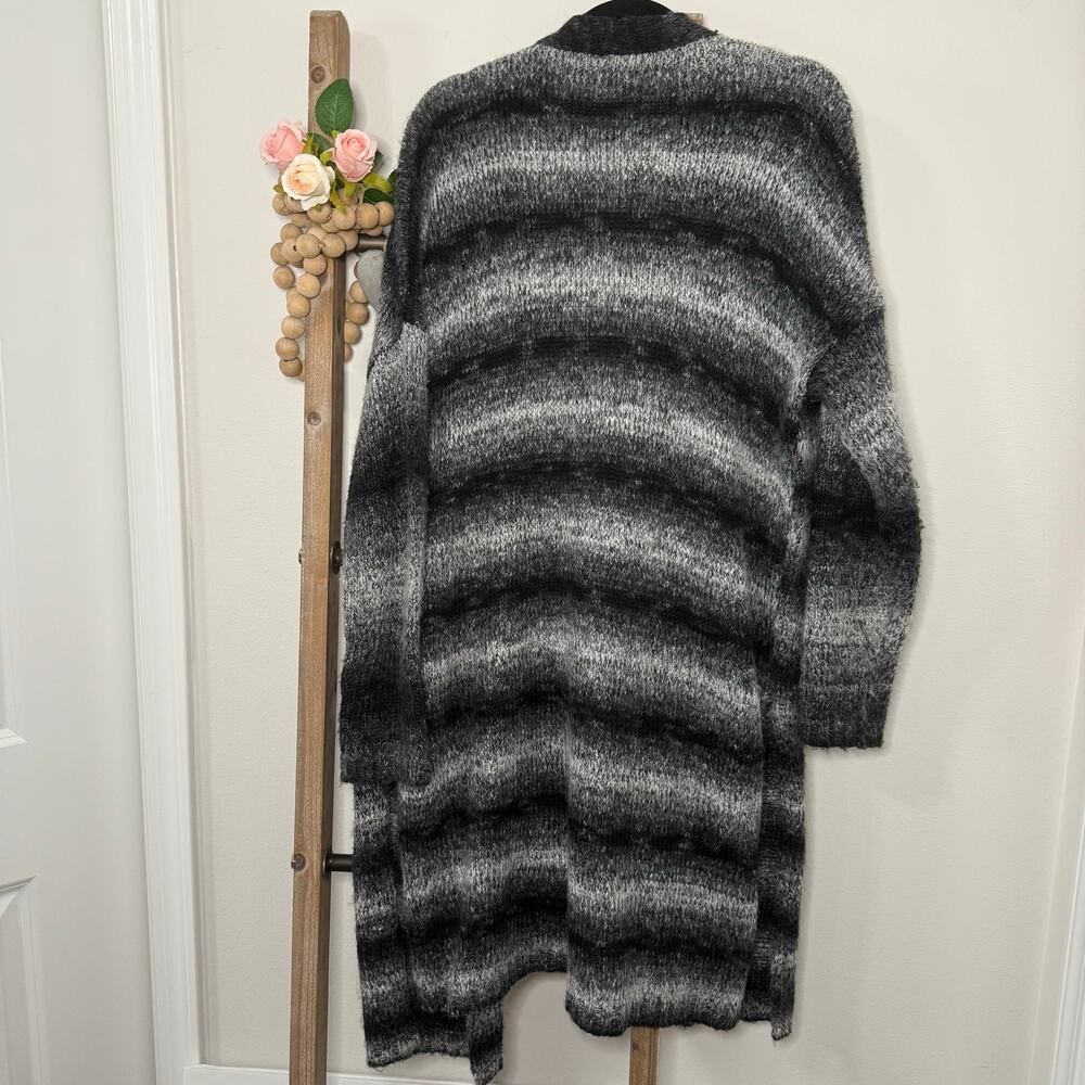 Sonoma Flyaway‎ Duster Open Front Black White Stripe Cardigan Size Large - Picture 5 of 8
